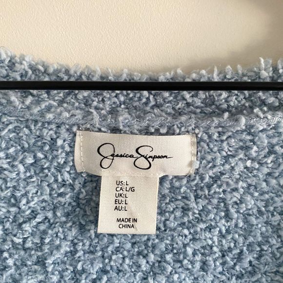 Jessica Simpson V-Neck Teddy Cardigan Size M | Plush Knit Button Front Sweater - Picture 7 of 7